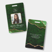 グリーンアゲート大理石ビジネスロゴ会社ID バッジ (正面&裏面)