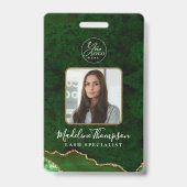 グリーンアゲート大理石ビジネスロゴ会社ID バッジ (正面)