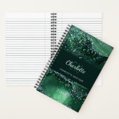 グリーンアゲート大理石モノグラムイニシャル名 ノートブック (内側)