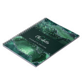 グリーンアゲート大理石モノグラム名 ノートブック (左側)