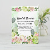 グリーンアジアンピンクフローラバルーンブライダルシャワー 招待状 (スタンド正面)