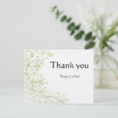 グリーンアジサイの鳥と渦巻結婚き鳥の皆様 サンキューカード (スタンド正面)