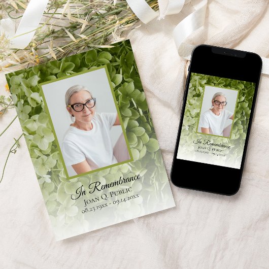 グリーンアジサイフローラ命日 招待状