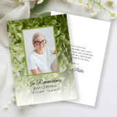 グリーンアジサイフローラ葬儀記念悔やみや弔慰 サンキューカード