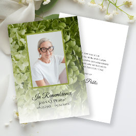 グリーンアジサイフローラ葬儀記念悔やみや弔慰 サンキューカード