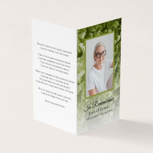 グリーンアジサイフローラ葬儀記念祈りの言葉 名刺 (外部)