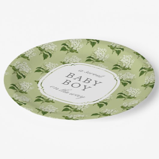 グリーンアジサイ柄スウィートベビー 男女兼用 ペーパープレート (アングル)