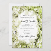 グリーンアジサイ水の色のお祝いの生活 招待状 (正面)