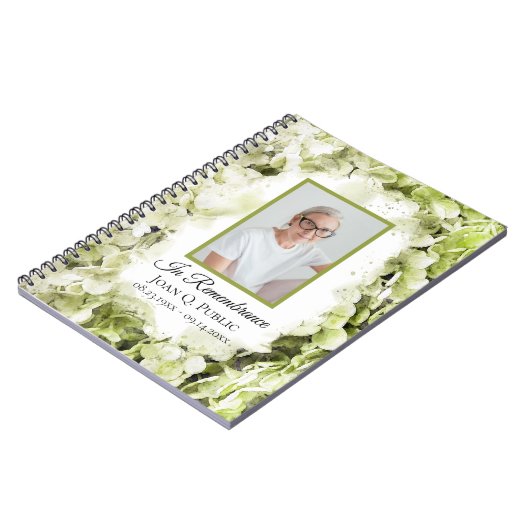 グリーンアジサイ水彩葬儀ゲストブック ノートブック (左側)