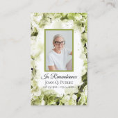 グリーンアジサイ水彩葬儀記念祈りの言葉 名刺 (正面)