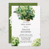 グリーンアジランゲアバタフライカップケーキブライダルシャワー 招待状 (正面/裏面)