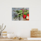 グリーンアスパラガスとイチゴ ポスター (キッチン)