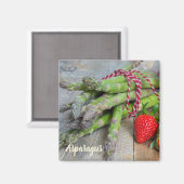 グリーンアスパラガスとイチゴ マグネット (正面/裏面)