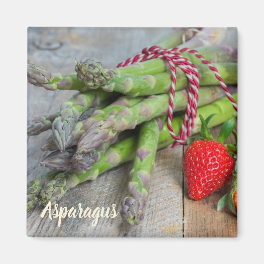 グリーンアスパラガスとイチゴ マグネット (正面)