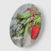 グリーンアスパラガスとイチゴ ラージ壁時計 (傾斜)