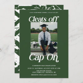 グリーンアスリートの卒業式キャップをオフにする 招待状