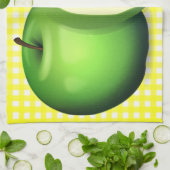 グリーンアップルとイエローチェックのキッチンタオル キッチンタオル (折り畳み)