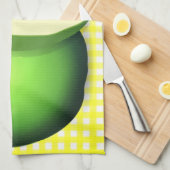 グリーンアップルとイエローチェックのキッチンタオル キッチンタオル (四つ折り)