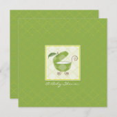 グリーンアップルベビーキャリッジシャワー招待状 招待状 (正面/裏面)