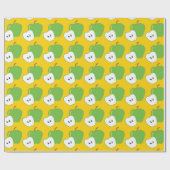 グリーンアップル果実模様の包装紙 ラッピングペーパー (フラット)