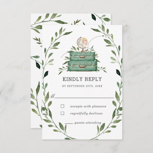 グリーンアドベンチャー赤ちゃんシャワー冒険の返信 出欠カード (正面/裏面)