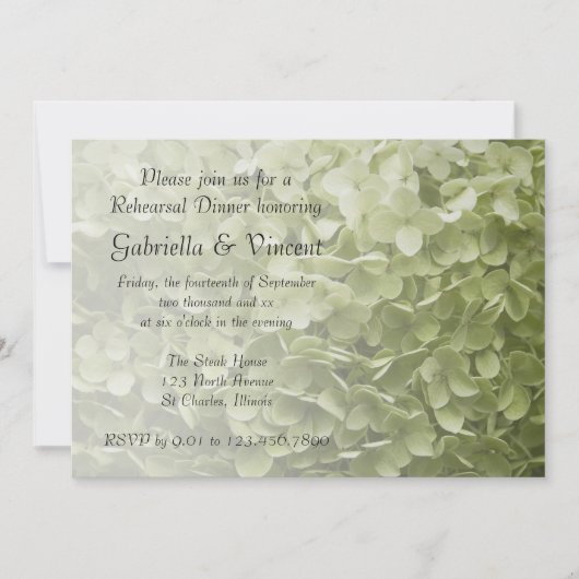 グリーンアナベルアジサイ結婚のリハーサルディナー 招待状 (正面)