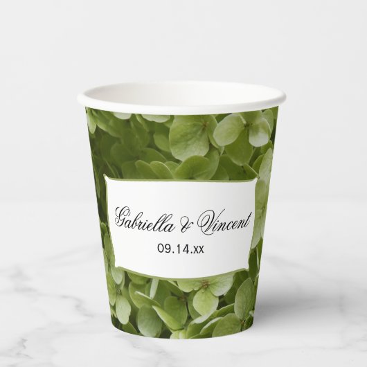 グリーンアナベルアジサイ結婚ズの紙カップ 紙コップ (正面)