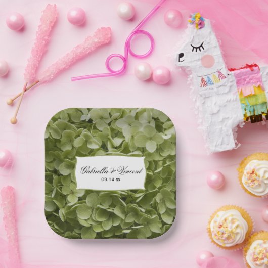 グリーンアナベルアジサイ結婚ズ ペーパープレート (パーティー)