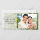 グリーンアナベルアジサイ結婚式の日付を保存 セーブザデート (正面)