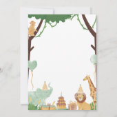 グリーンアニマルサファリ水彩誕生日招待状 招待状 (裏面)