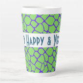 グリーンアニマルプリント パーソナライズされた カフェラテマグ (正面)