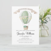 グリーンアフリカ系アメリカ人の熱気球のベビーシャワー 招待状 (スタンド正面)