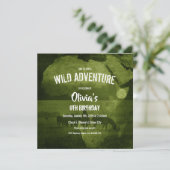 グリーンアフリカ&ゼブラのサファリ誕生日パーティー 招待状 (スタンド正面)