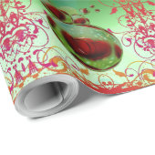 グリーンアブストラクトアートロマンチックハーツフラワーフェスティブ ラッピングペーパー (ロールコーナー)