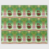 グリーンアブストラクトアートロマンチックハーツフラワーフェスティブ ラッピングペーパー (フラット)