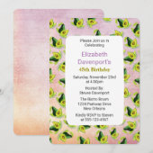 グリーンアボカドの水彩パターン誕生日招待状 招待状 (正面/裏面)