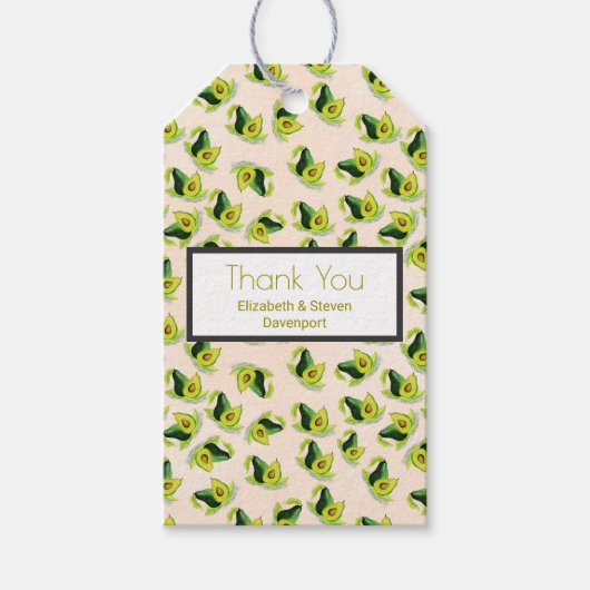 グリーンアボカドス水の色のパターンありがとう ギフトタグ (正面)