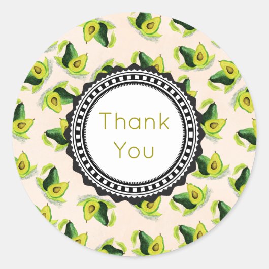 グリーンアボカドス水の色のパターンありがとう ラウンドシール (正面)