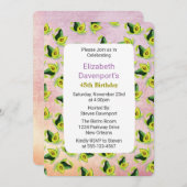 グリーンアボカドス水彩模様誕生日招待状 招待状 (正面/裏面)