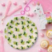 グリーンアボカドス水彩模様 ペーパープレート (パーティー)