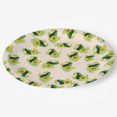 グリーンアボカドス水彩模様 ペーパープレート (アングル)