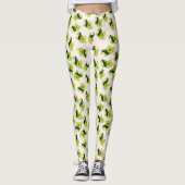 グリーンアボカドス水彩模様 レギンス (正面)