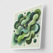 グリーンアモダンートデコ抽象芸術ウォールクロック スクエア壁時計 (傾斜)