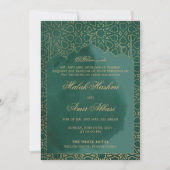 グリーンアラビ華美アのモスク・イスラム結婚教徒 招待状 (正面)