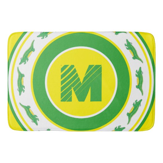 グリーンアリゲータークロコダイルゲーターイニシャル バスマット (正面)
