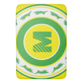 グリーンアリゲータークロコダイルゲーターイニシャル バスマット (正面縦)