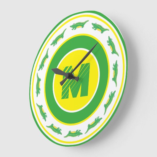 グリーンアリゲータークロコダイルゲーターイニシャル ラージ壁時計 (傾斜)
