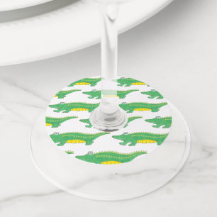 グリーンアリゲータークロコダニワゲーター動物 ワイングラスタグ