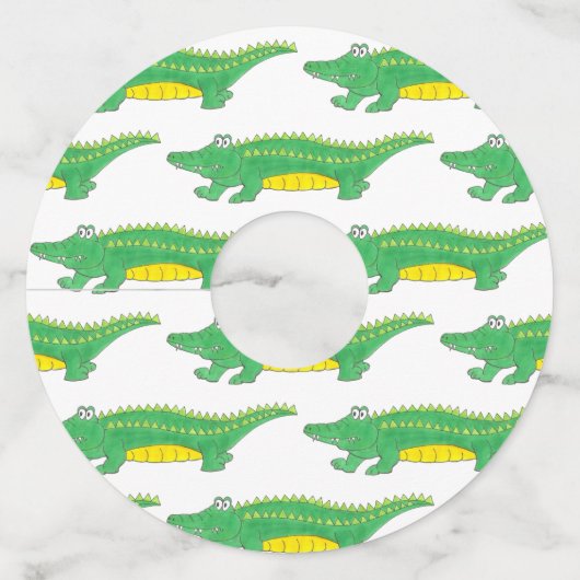 グリーンアリゲータークロコダニワゲーター動物 ワイングラスタグ (正面)