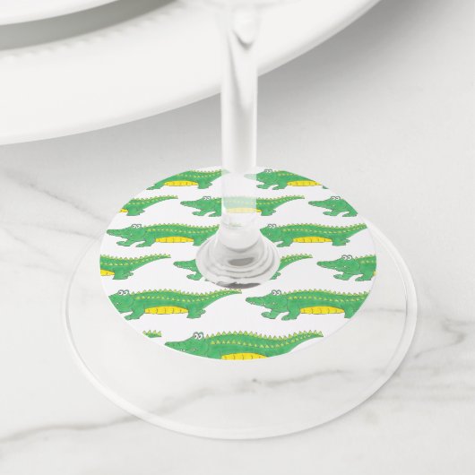 グリーンアリゲータークロコダニワゲーター動物 ワイングラスタグ (クローズアップ)